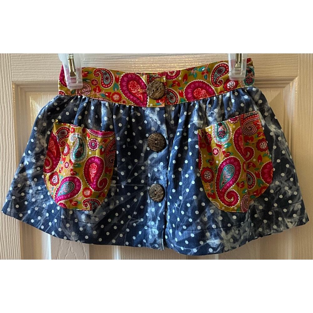 Girls LELE Vintage 2T Skirt Button Elastic Waist Pockets Lightweight Denim